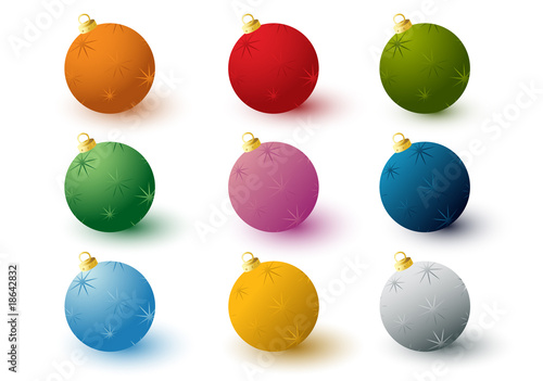 Set of 3d decorated balls