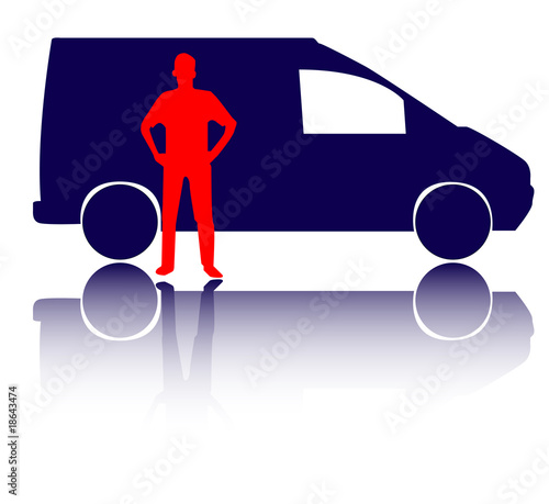 Tool man with van vector illustration