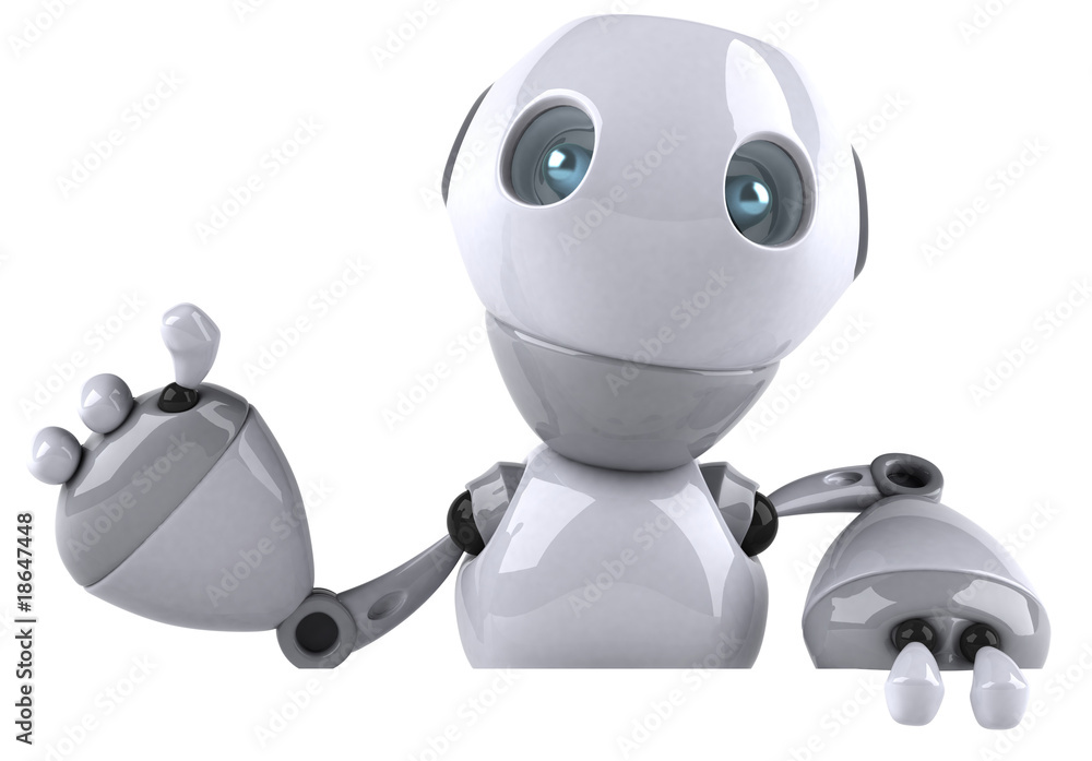 Robot avec un panneau blanc Robot avec un panneau blanc