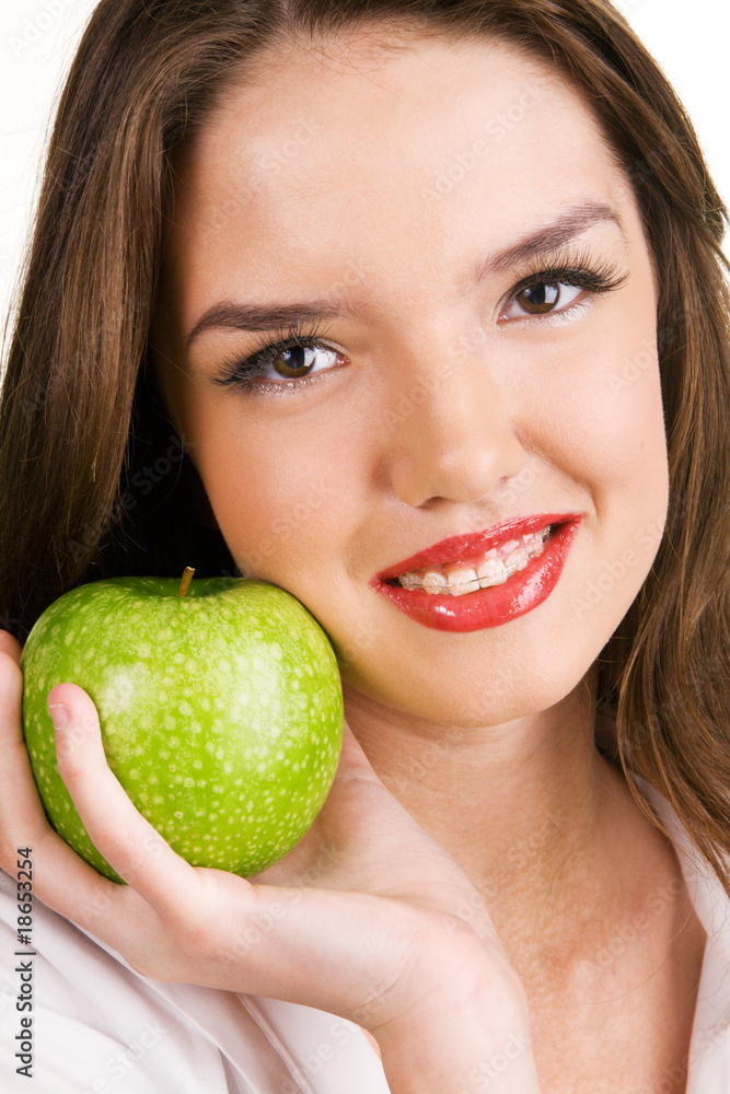 Young cheerful teenager with teeth brackets Young cheerful teenager with teeth brackets