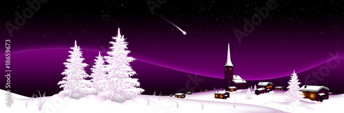 Winter Landscape Panorama With Falling Star © orbcat