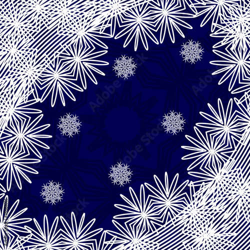 Blue  Christmas background with the snowflakes