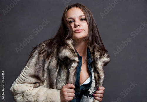 sexy girl in fur coat
