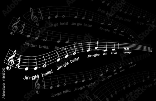 "Jingle Bells" Sheet Music (excerpt) (vector; black background)
