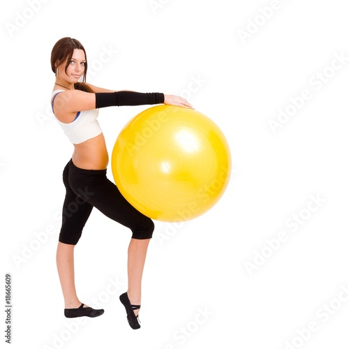 sportswoman with big fitness ball