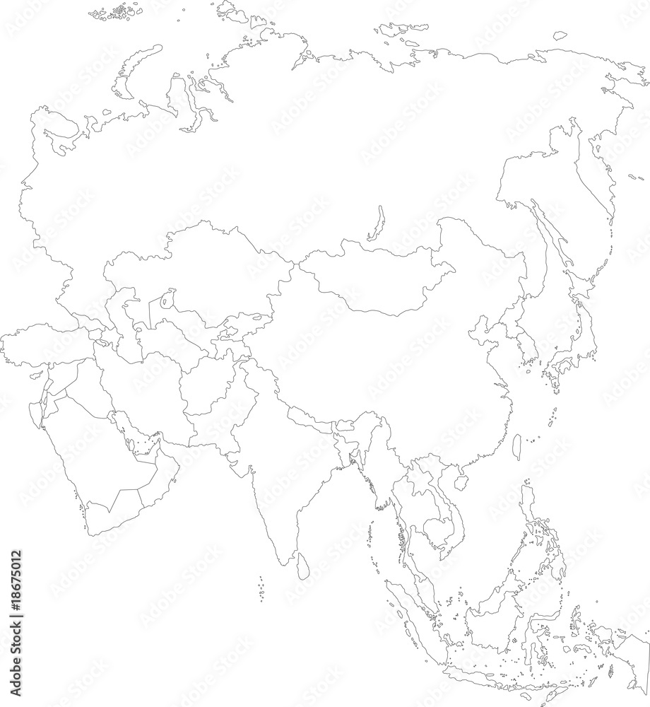 Asia map with country borders Asia map with country borders