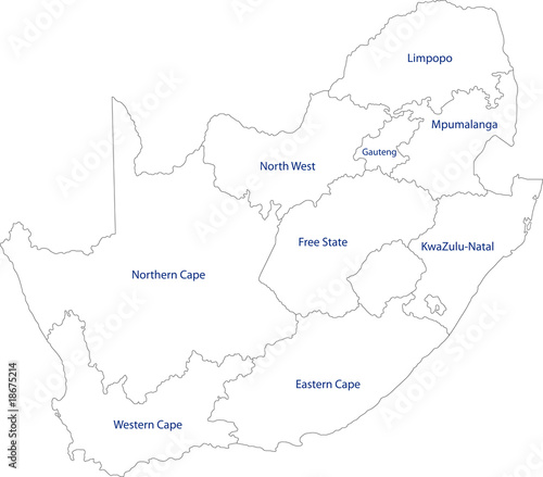 South Africa map designed in illustration with the provinces