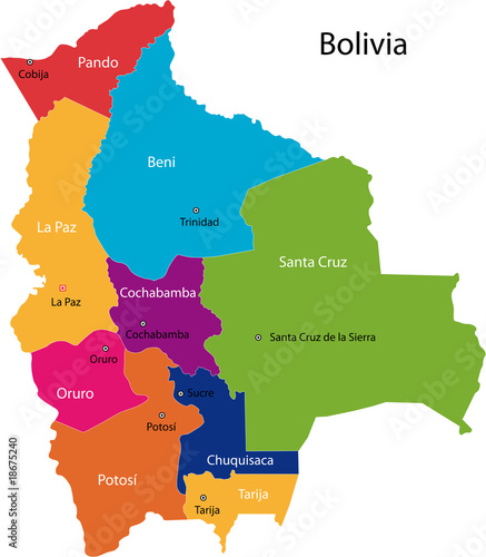 Map of administrative divisions of Bolivia