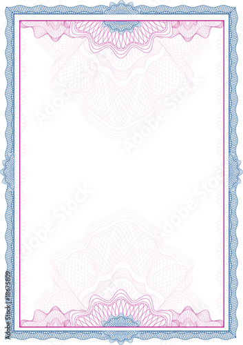 Classic guilloche border for diploma or certificate / vector