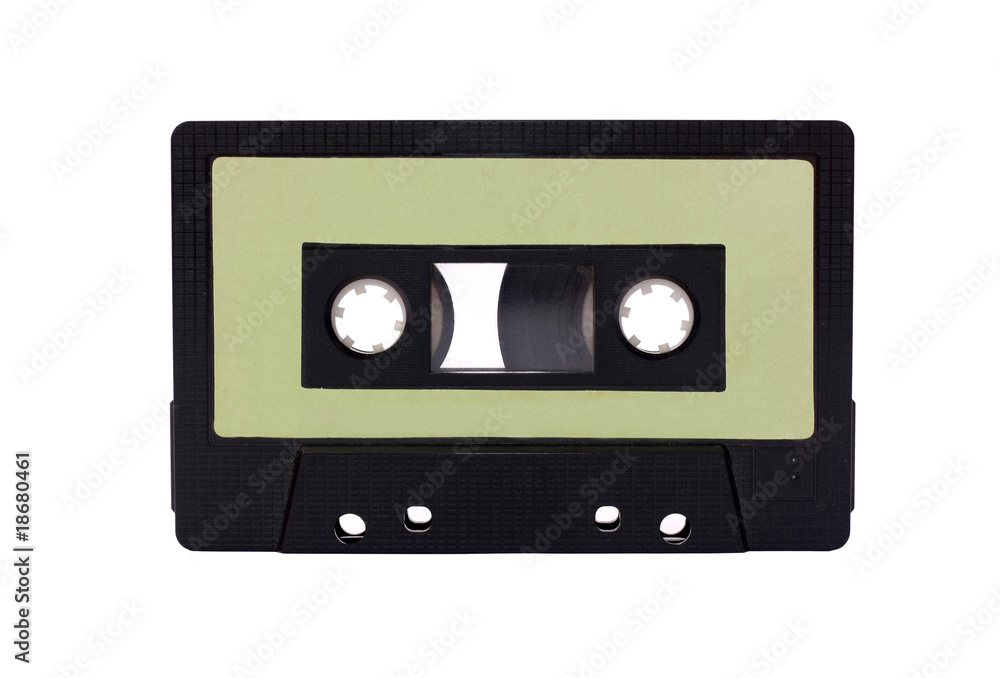 Green - Black Compact Cassette isolated on white