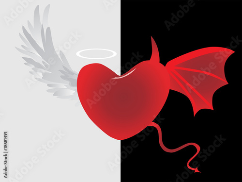 illustration of angel, demon