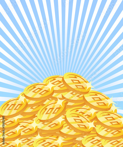 mountain of money as golden coins