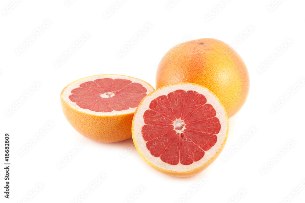 Sliced Grapefruit isolated on white Sliced Grapefruit isolated on white
