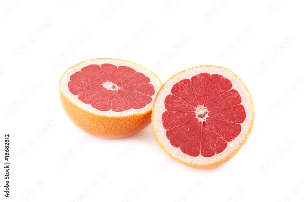 Sliced Grapefruit isolated on white Sliced Grapefruit isolated on white