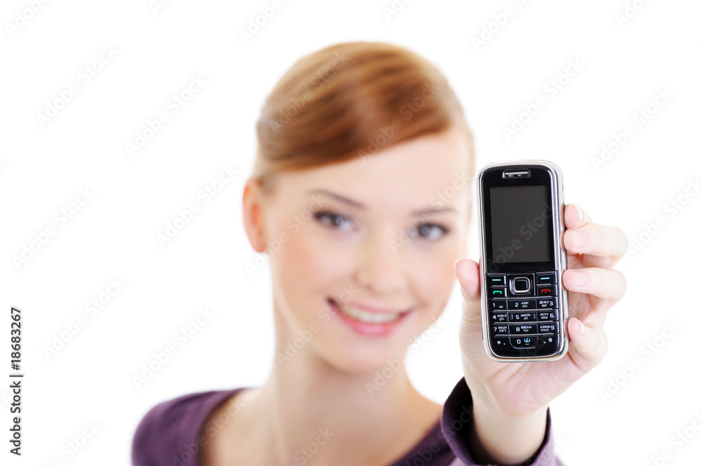 young happy woman with mobile phone young happy woman with mobile phone
