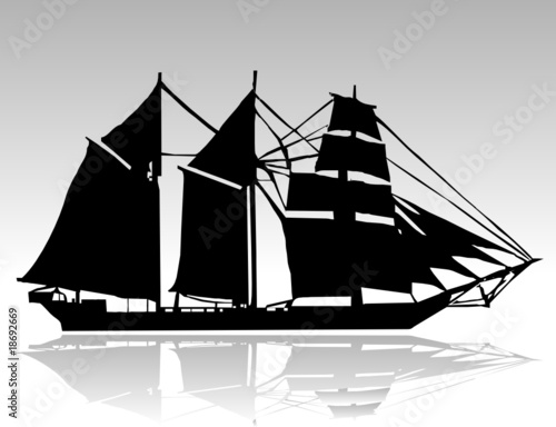 old ship black silhouettes