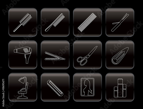 Line hairdressing, coiffure and make-up icons