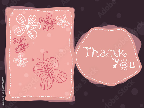 abstract background with flowers butterfly and thankyou text