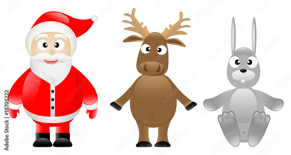 Santa Claus, caribou and rabbit Santa Claus, caribou and rabbit