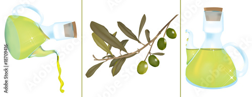 olive e ampolle d'olio