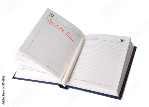 Business planner with words don't forget isolated