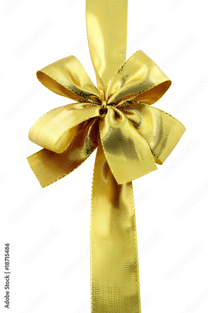 ruban noeud doré emballage cadeau fond blanc Stock Photo | Adobe Stock