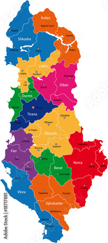 Map of administrative divisions of Republic of Albania