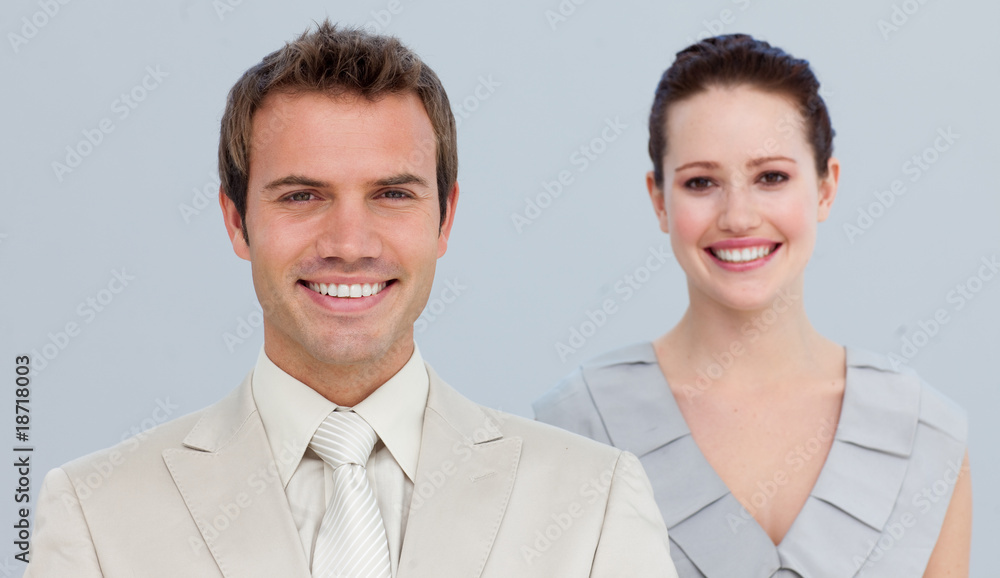 Portrait of a businessman with his female colleague Portrait of a businessman with his female colleague
