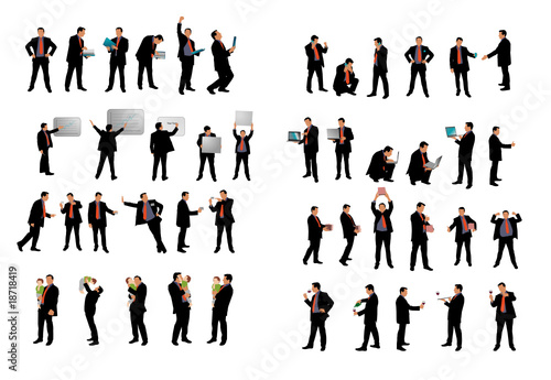 Silhouettes en vecteur business  - 45 personnages