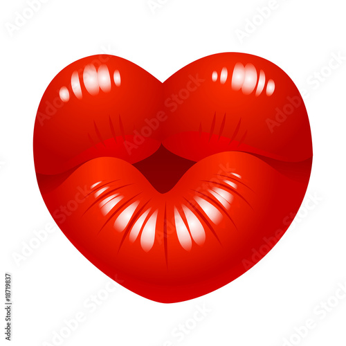 Vector kiss in the shape of heart