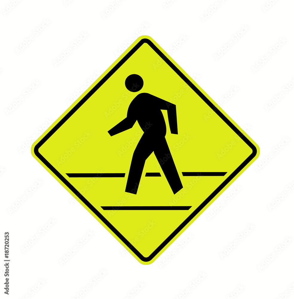 road sign - crosswalk with lines, on fluorescent, isolated Stock ...