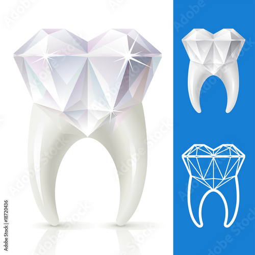 Teeth strong, as diamond. Vector tooth in the shape of diamond