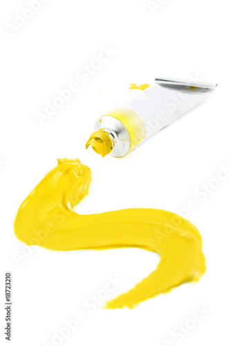 Artist's colorful yellow smudge paint