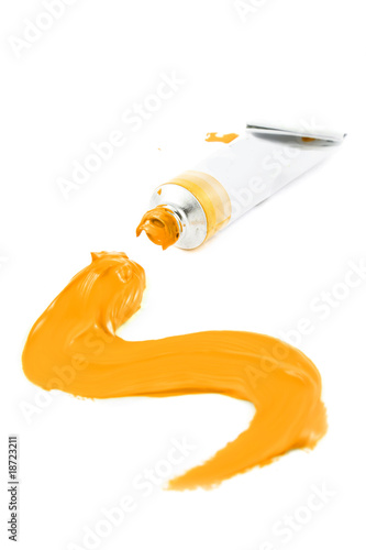 Artist's colorful orange smudge paint