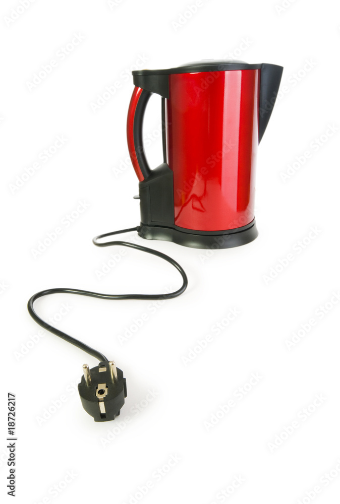 Red electrical kettle isolated on white Red electrical kettle isolated on white