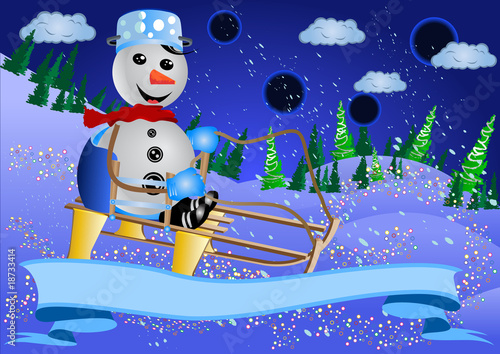 Snowman Sledging