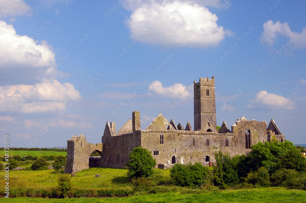 famous quin abbey in county clare, ireland