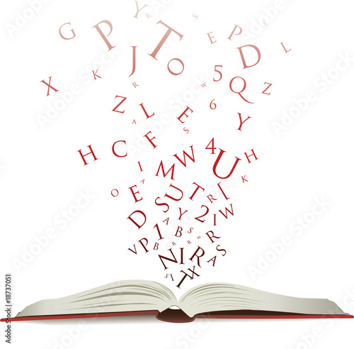 open book with letters