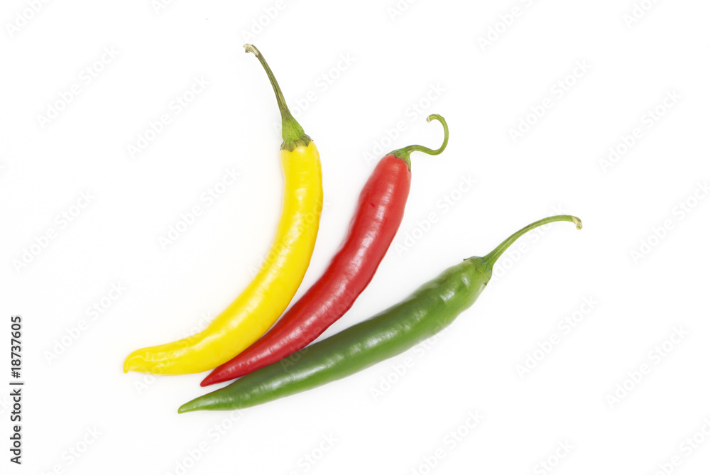 Coloured chili peppers