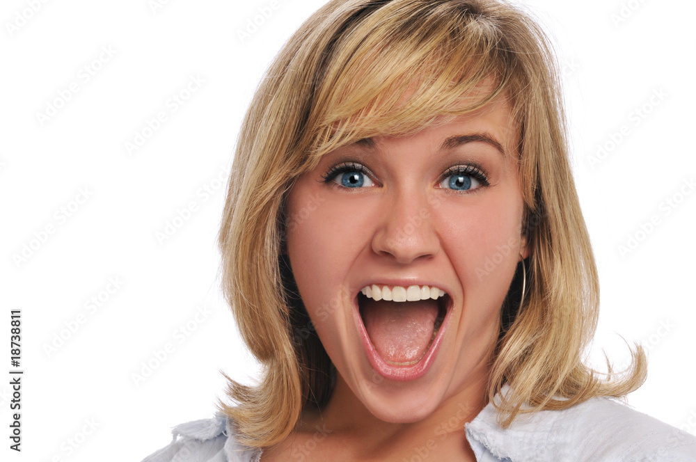 Young woman showing excitement Young woman showing excitement