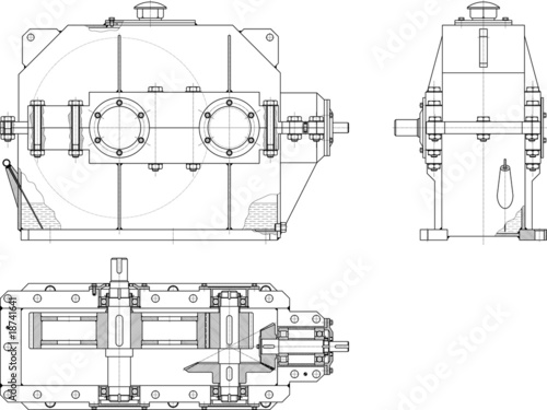 Beautiful transparent vector mechanical sketch