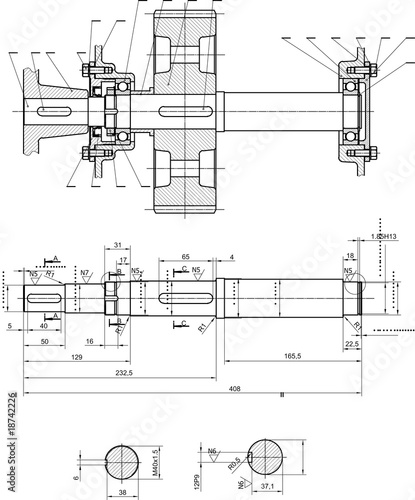 Beautiful transparent vector mechanical sketch