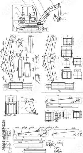 Beautiful transparent vector mechanical sketch