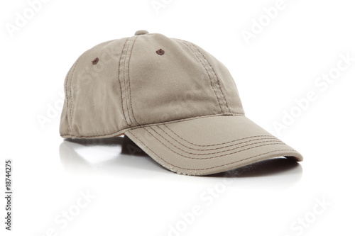 Khaki ball cap on white