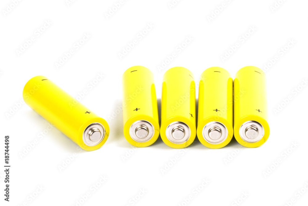five yellow alkaline batteries five yellow alkaline batteries