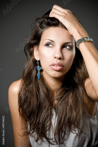 Closeup studio portrait of a beautiful young arabic woman