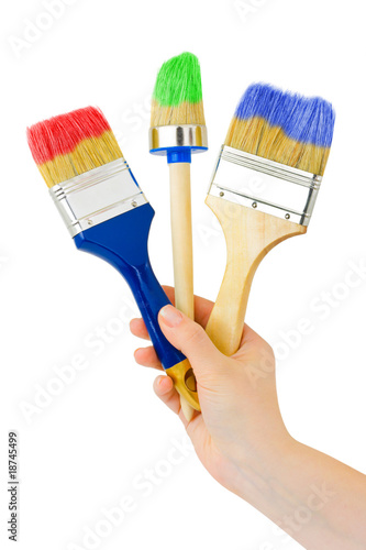 Wallpaper Mural Hand with multicolored brushes Torontodigital.ca