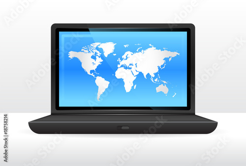 Laptop Computer with world map