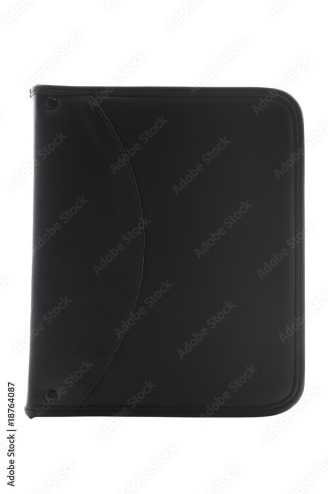 Black leather organizer on white with clipping path Black leather organizer on white with clipping path