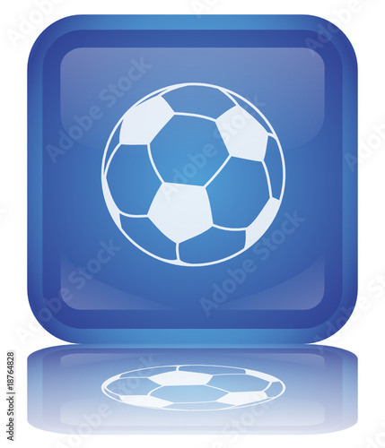 "Soccer - Football" Button (square - blue - vector - reflection)